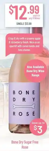 Chambers Cellars Bone Dry Sugar Free Rose offer