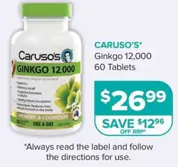 Ramsay Pharmacy Caruso's Ginkgo 12,000 offer