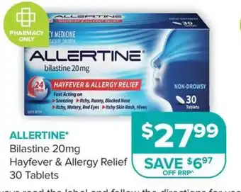 Allertine Bilastine 20mg Hayfever & Allergy Relief