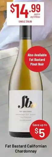 Chambers Cellars Fat Bastard Californian Chardonnay offer