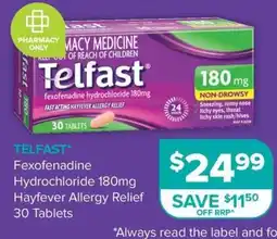 Ramsay Pharmacy Telfast Fexofenadine Hydrochloride 180mg Hayfever Allergy Relief offer