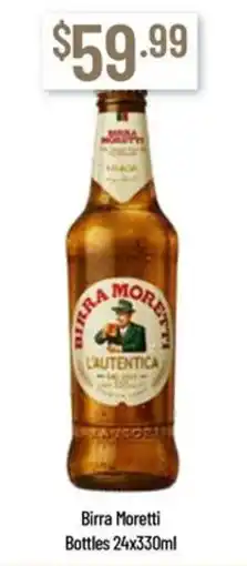 Chambers Cellars Birra Moretti offer