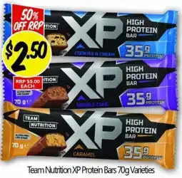 NQR Team Nutrition XP Protein Bars 70g Varieties offer