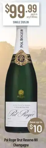 Chambers Cellars Pol Roger Brut Reserve NV Champagne offer