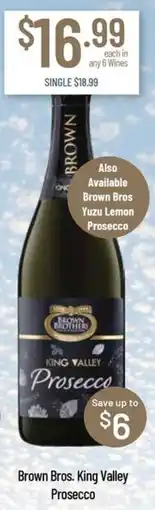 Chambers Cellars Brown Bros. King Valley Prosecco offer