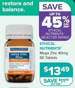 Ramsay Pharmacy Ethical Nutrients Mega Zinc 40mg offer