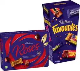 IGA Cadbury Favourites 265g or Roses Chocolate Box 225g offer