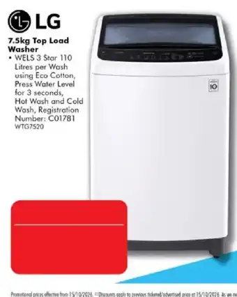 LG 7.5kg Top Load Washer