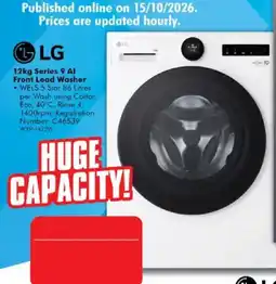 The Good Guys LG 12kg Series 9 AI Front Load Washer offer