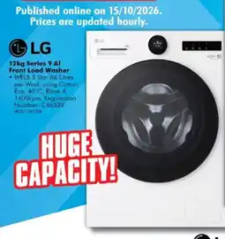 The Good Guys LG 12kg Series 9 AI Front Load Washer offer