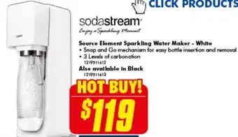 The Good Guys Sodastream Source Element Sparkling Water Maker White 1219511612 offer