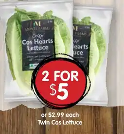 Spudshed Monte Farms Crisp Cos Hearts Lettuce offer