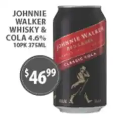 Star Liquor Johnnie Walker Whisky & Cola offer