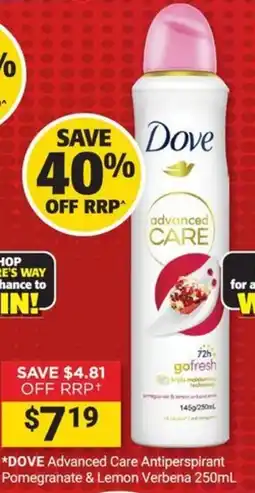 Cincotta Chemist Dove Advanced Care Antiperspirant Pomegranate & Lemon Verbena offer