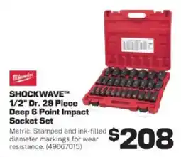 Repco Milwaukee SHOCKWAVE 1/2" Dr. 29 Piece Deep 6 Point Impact Socket Set offer