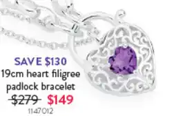 Goldmark 19cm heart filigree padlock bracelet offer