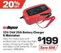 Repco Repco 12V/24V 25A Battery Charger & Maintainer offer