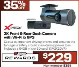 Repco Xview 2K Front & Rear Dash Camera with Wi-Fi & GPS offer