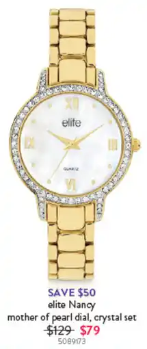 Goldmark elite Nancy mother of pearl dial, crystal set offer