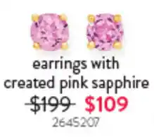 Goldmark earrings with created pink sapphire offer