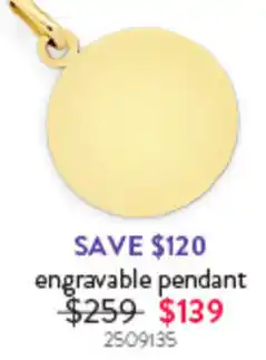 Goldmark engravable pendant offer