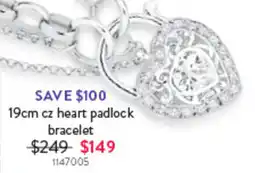 Goldmark 19cm cz heart padlock bracelet offer