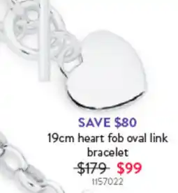 Goldmark 19cm heart fob oval link bracelet offer