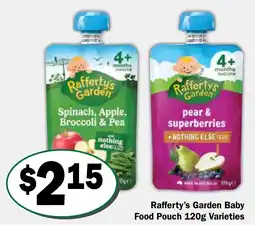 Friendly Grocer Rafferty's Garden Baby Food Pouch 120g Varieties offer
