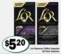 Friendly Grocer Lor Espresso Coffee Capsules 10 Pack Varieties offer