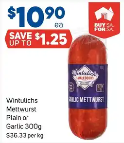 Foodland Wintulichs Garlic Mettwurst offer