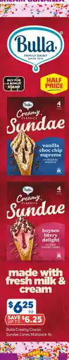 Foodland Bulla Creamy Classic Sundae Cones offer