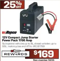 Repco Repco 12V Compact Jump Starter Power Pack 1700 Amp offer