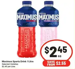 IGA Maximus Sports Drink 1 Litre offer