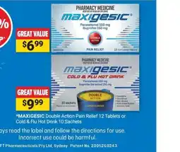 Cincotta Chemist Maxigesic Double Action Pain Relief offer
