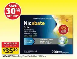 Cincotta Chemist Nicabate Gum 2mg Extra Fresh Mint offer