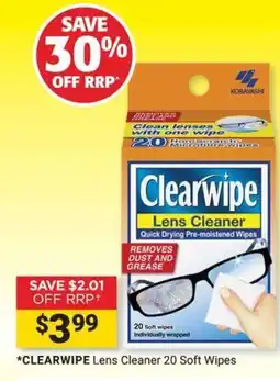 Cincotta Chemist Clearwipe Lens Cleaner 20 Soft Wipes offer