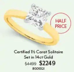 Angus & Coote Certified 1/2 Carat Solitaire Set in 14ct Gold offer