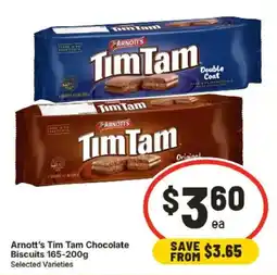 IGA Arnott's Tim Tam Chocolate Biscuits Selected Varieties offer