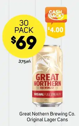 Foodland Great Nothern Brewing Co. Original Lager Cans offer