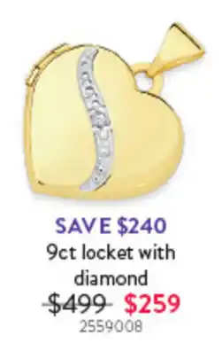Goldmark 9ct locket with diamond offer