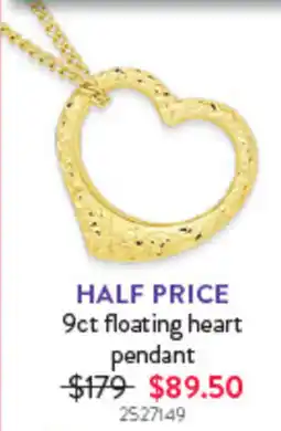 Goldmark 9ct floating heart pendant offer