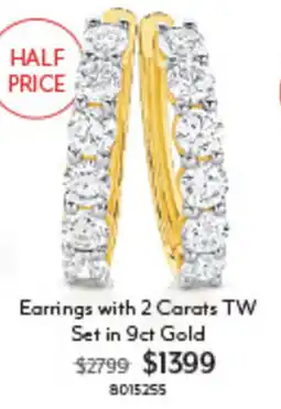 Angus & Coote Earrings with 2 Carats TW Set in 9ct Gold offer