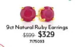 Angus & Coote 9ct Natural Ruby Earrings offer