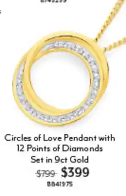 Angus & Coote Circles of Love Pendant with 12 Points of Diamonds Set in 9ct Gold offer