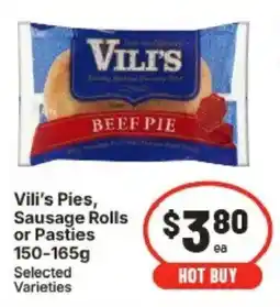 IGA Vili's Pies, Sausage Rolls or Pasties offer