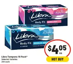 IGA Libra Tampons 16 Pack* Selected Varieties offer