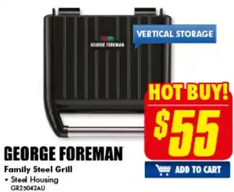The Good Guys George Foreman Family Steel Grill GR25042AU offer