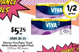 Drakes Kleenex Viva Paper Towel White Double Length 4 Pack offer