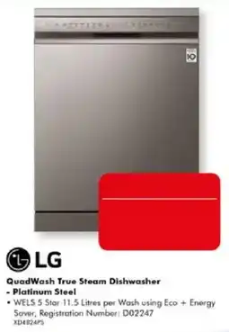 The Good Guys LG QuadWash True Steam Dishwasher - Platinum Steel offer