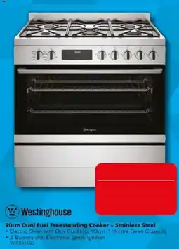 The Good Guys Westinghouse 90cm Dual Fuel Freestanding Cooker - Stainless Steel offer